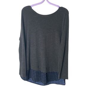 JCREW MERCANTILE dark grey navy white polka // Wms L